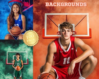 100 Basketball Photography Backdrops: Sports Digital Backgrounds (Digital Download)