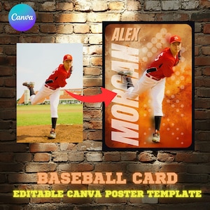 Baseball Card Poster Canva Template: Sports Senior Night Banner (2.5x3.5 Ratio)