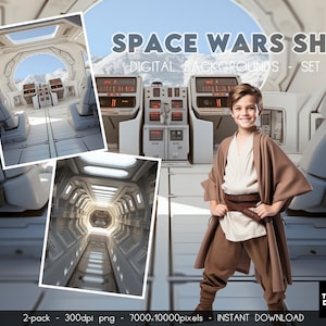 Digitale achtergrond Space Wars-schip: Galaxy Star-thema (digitale download)