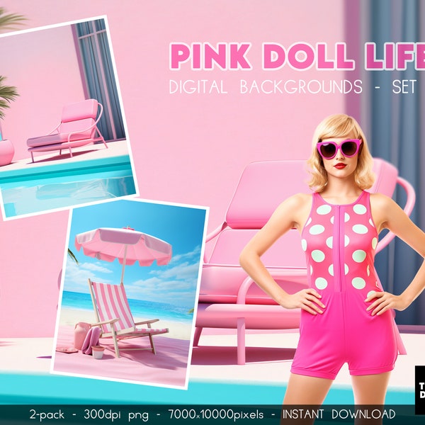 Pink Pool Background, Poolside Backdrop, Beach Chair Background, Dream House Background, Malibu Beach Background, Digital Download