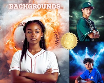 100 Baseball Photography Backdrops: Sports Digital Backgrounds (JPG Files)