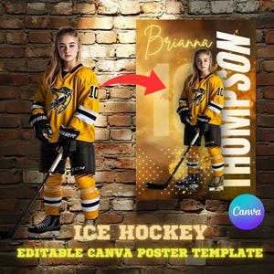 Ice Hockey Poster Canva Template, Ice Hockey Background For Custom Sports Posters, Senior Banners, Game Day, Senior Night