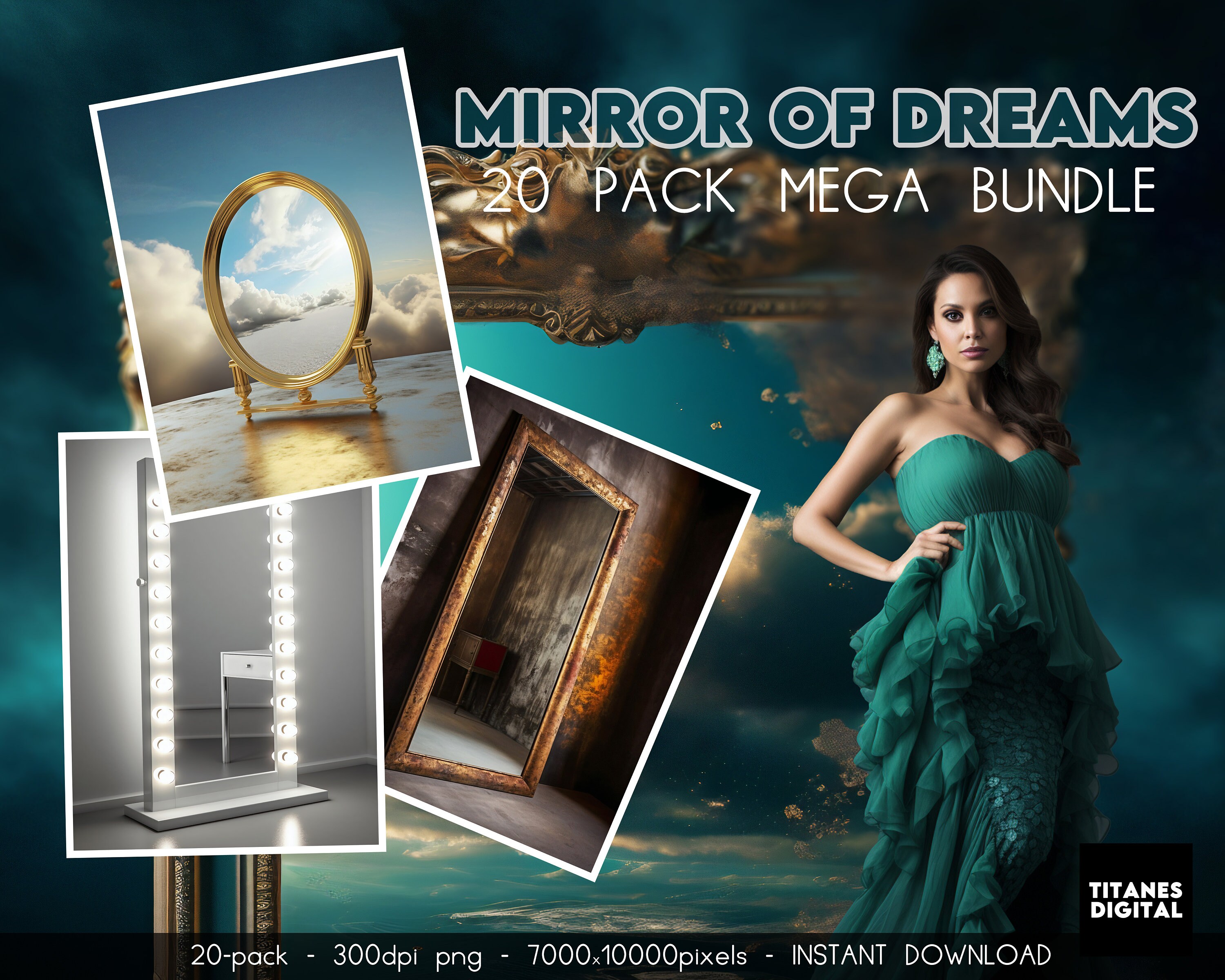 20 Mirror of Dreams Digital Backdrops Fantasy Mirror Digital Etsy