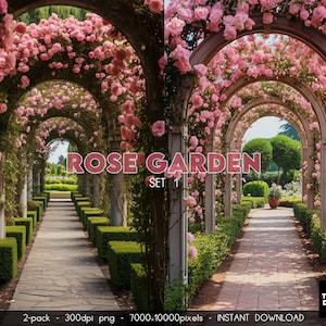 Rose Garden Photography Backdrop: Floral Portrait Overlays (Digital Download)