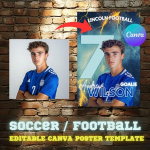 Soccer Poster Canva Template, Football Background For Custom Sports Posters, Senior Banners, Game Day, Senior Night
