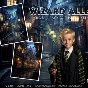 Wizard Alley Digital Backdrop: Magic School Background (PNG Files)