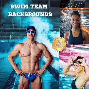 50 Swim Team Backgrounds, Swimming Digital Backdrop, Sports Swimmer Digital Backdrops, Sports Photography Backdrops, Senior Banner