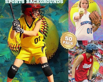 Softball Card Digital Backdrop: 50 Sports Photography Backgrounds (JPG Download 4000x6000px)