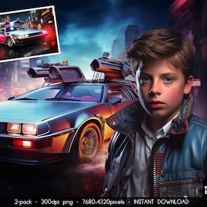 Retro Car Movie Scene Background: Future Backdrop (Digital Download)
