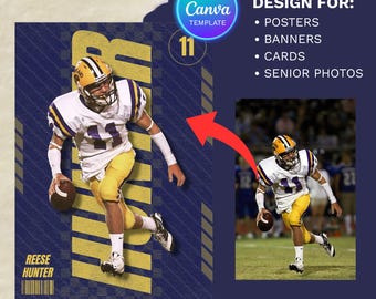 Football Poster Canva Template: Custom Sports, Senior Night (2.5x3.5 Ratio)