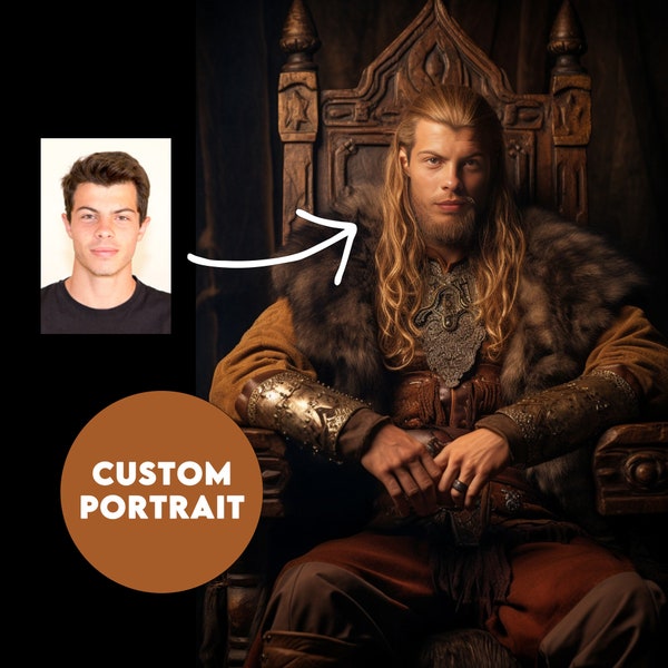 Custom Viking Portrait, Custom Portrait, Custom King Portrait, Renaissance Portrait, Gift for Dad, Digital Download