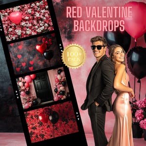 100+ Red Valentine&#39;s Day Backdrops: Heart & Pink Door Backgrounds (Digital Download)