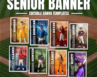 Canva Baseball Poster Templates: Senior Banner & Card Bundle