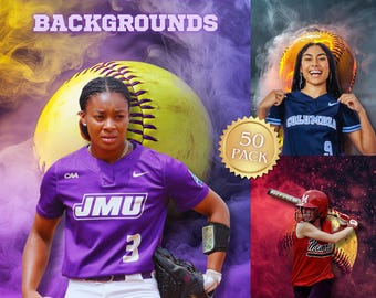 50 Softball Smoke Backgrounds: Sports Photography Backdrops (Digital Download)