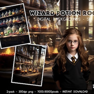 Wizard Potions Room Digital Backdrop: Fantasy Classroom (Digital Download)