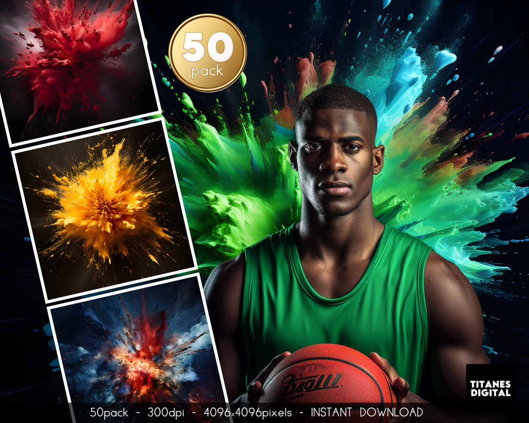 50 Color Explosion Digital Backdrops, Sports Digital Background, Sport ...