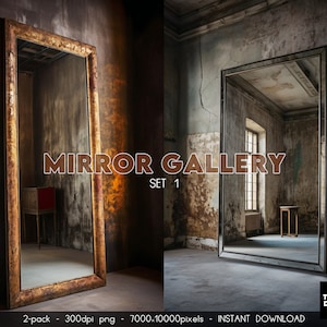 Mirror Art Gallery Digital Backdrops, Mirror Art Gallery Digital Backdrop Overlay, Mirror Gallery Maternity Digital Backdrops for Photoshop