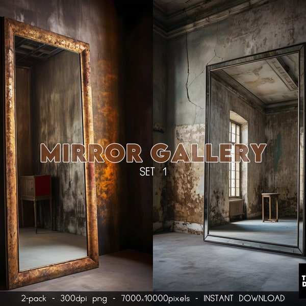 Mirror Art Gallery Digital Backdrops, Mirror Art Gallery Digital Backdrop Overlay, Mirror Gallery Maternity Digital Backdrops for Photoshop