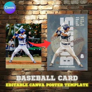 Baseball Card Poster Canva Template: Senior Night Banner (2.5x3.5 Ratio)