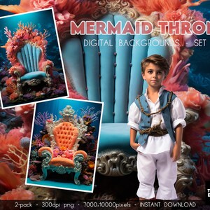 Mermaid Throne Digital Backdrop, Underwater Cave Background, Underwater Background, Underwater Overlays, Ocean Bundle Pack, Fantasy Backdrop