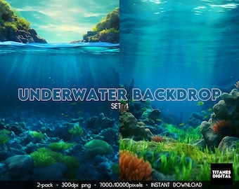 Underwater Cave Backdrop: Ocean Fantasy Overlays (Digital Download)