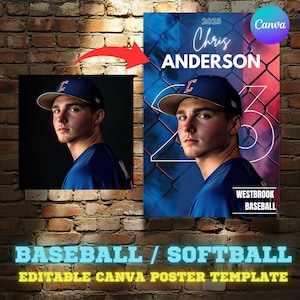 Baseball Poster Canva Template: Senior Night, Game Day (2x3 Ratio)