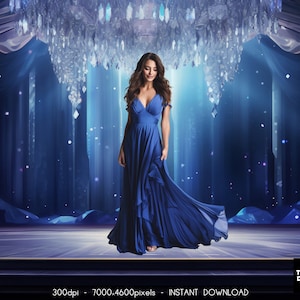 Royal Blue Digital Background, Chandelier Background, Stage Background Photography, Luxury Background, Maternity Digital Backdrops