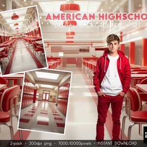 High School Background, Back To School Digital Backdrops, Lockers Backdrop, Classroom Background, School Backdrop, Classroom Backdrop