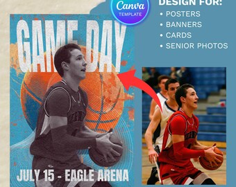 Basketball Card Poster Canva Template: Senior Night, Game Day