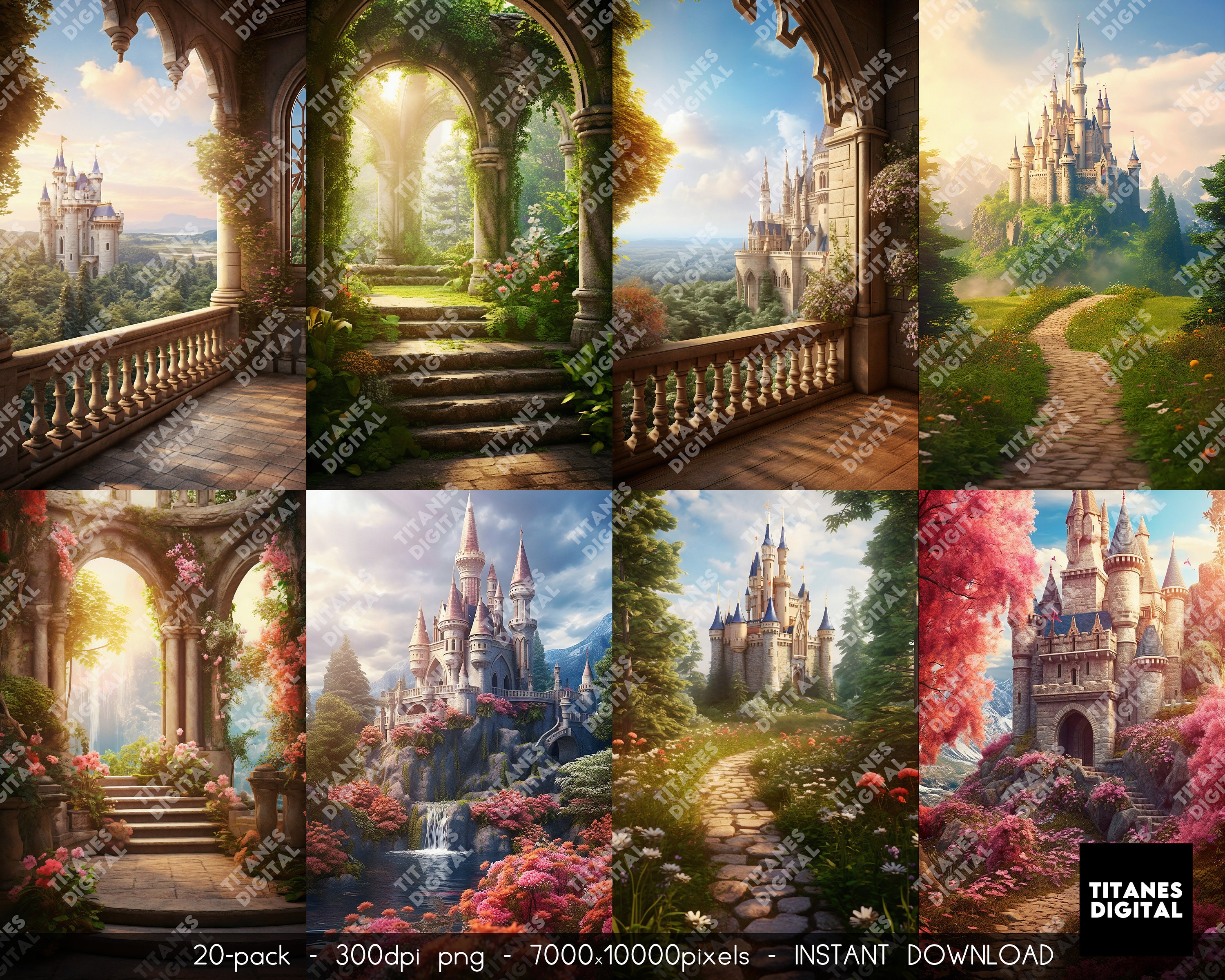 20 Fairytale Castle Digital Backdrops Fairytale Windows Etsy