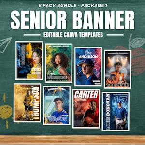 8 Editable Canva Templates for All Sports - Senior Banner Studio - Pack 1