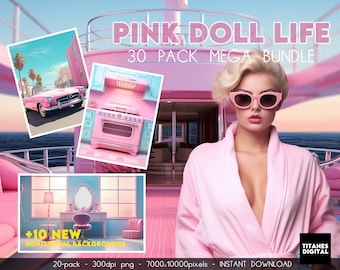 Pink Doll Dream House Backgrounds: 30 Pack Mega Bundle (Digital Download)