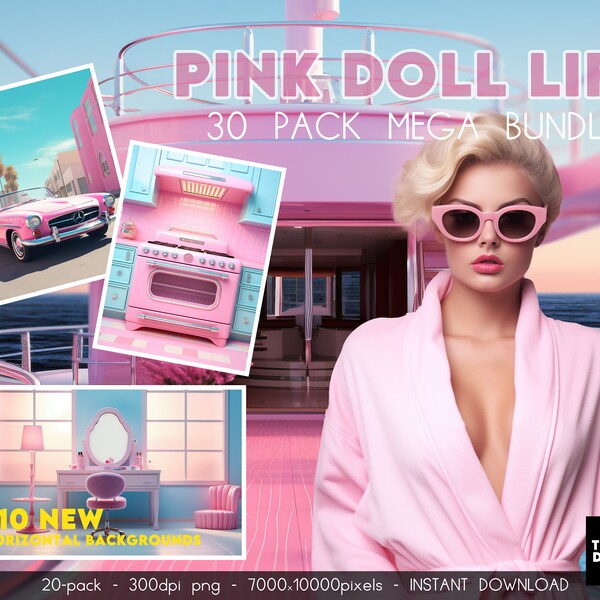 Pink Doll Dream House-achtergronden: 30-pack megabundel (digitale download)