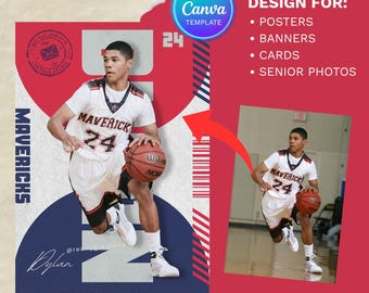 Basketball Poster Canva Template: Senior Night, Game Day Background