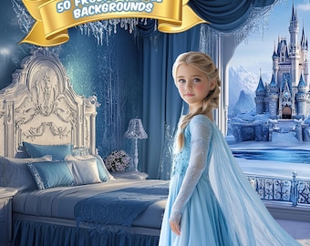 50 Frozen Princess Castle-achtergronden: digitale achtergrond (JPG)