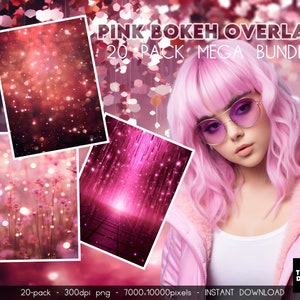20 Pink Bokeh Overlays, Pink Backgrounds, Pink Light Overlays, Pink Photography, Pink Light Effects, Pink Digital Backdrops, Pink Photoshop