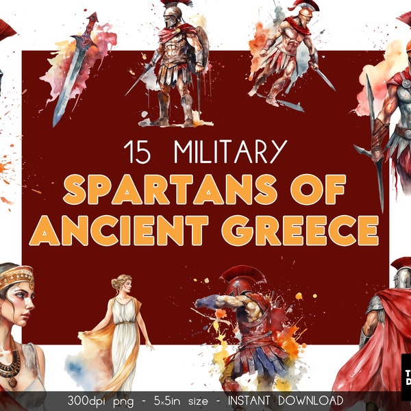 Spartans of Ancient Greece, Sparta, Ancient Greece, Greek Mythology Fantasy PNG, Watercolor, Ephemera, Collage, Gods, Goddesses