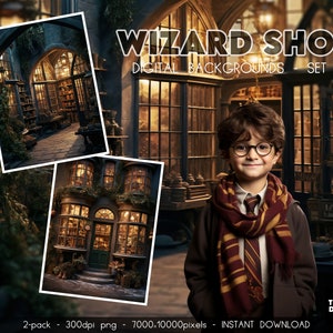 Wizard Magic Shop Digital Backdrop: Fantasy School Background (PNG Digital Download)