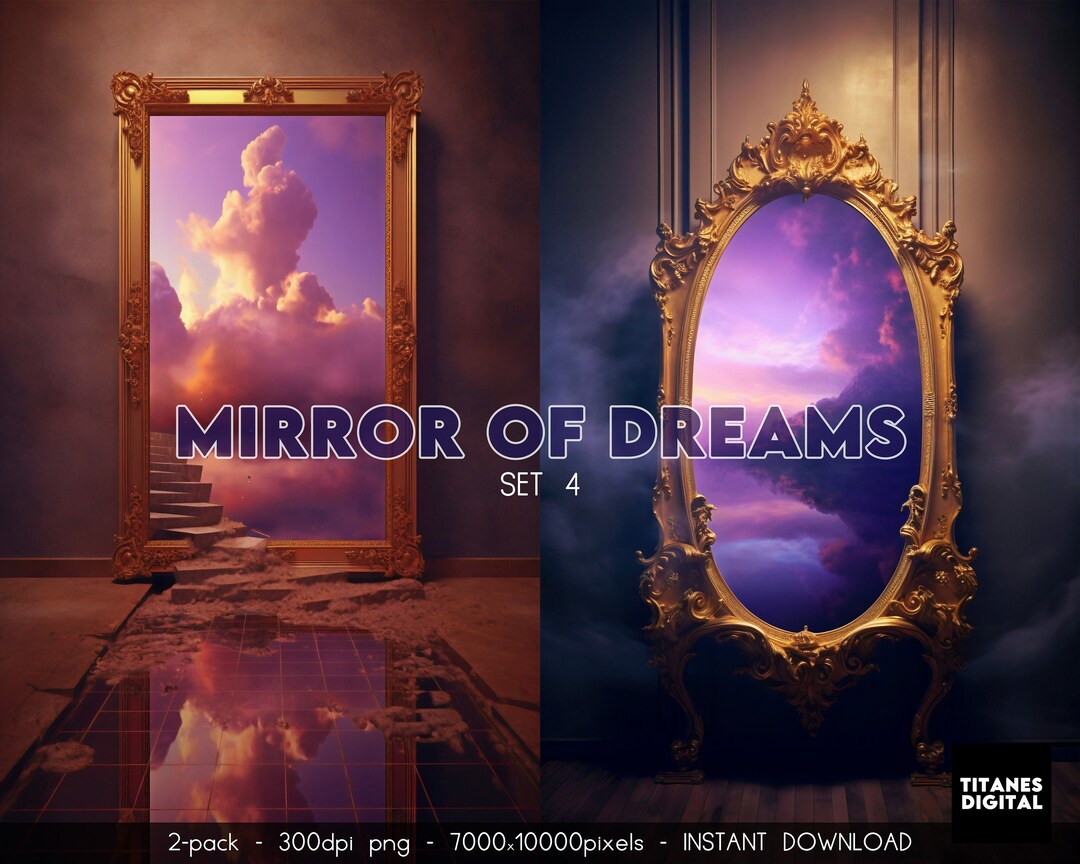 Mirror of Dreams Digital Backdrops, Fantasy Mirror Digital Backdrop Overlay, Mirror Maternity