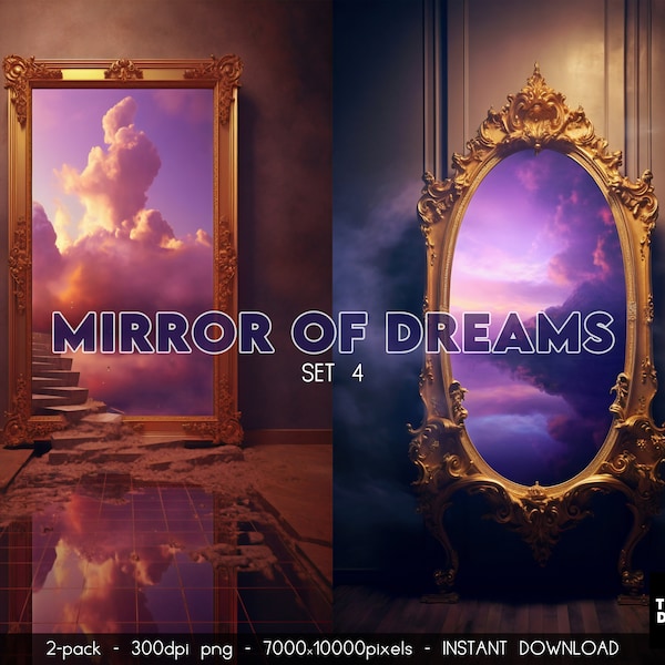 Mirror of Dreams Digital Backdrops, Fantasy Mirror Digital Backdrop Overlay, Mirror Maternity Digital Backdrops for Photoshop