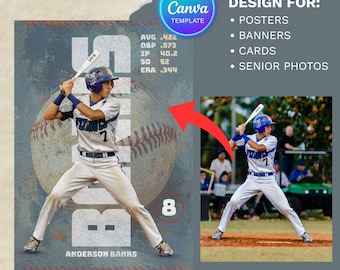 Baseball Card Poster Canva Template: Senior Night Banner (2.5x3.5 Ratio)