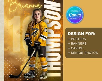 Eishockeyspieler Nacht Poster Vorlage: Canva Sports Banner (2x3 Ratio)
