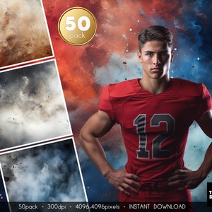 50 Smoke Digital Backdrops, Sports Digital Background, Sport Digital Backdrops, Basketball Baseball Football Volleyball Digital Backgrounds