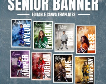8 Canva Hockey Sports Templates Bundle, Create Custom Posters, Senior Banners, Hockey Edit, Hockey Backdrops, Photo Templates
