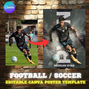 Soccer Poster Canva Template, Football Background For Custom Sports Posters, Senior Banners, Game Day, Senior Night