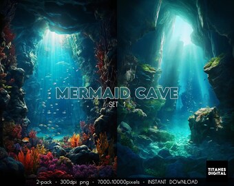 Underwater Cave Digital Backdrop: Mermaid Fantasy (Digital Download)