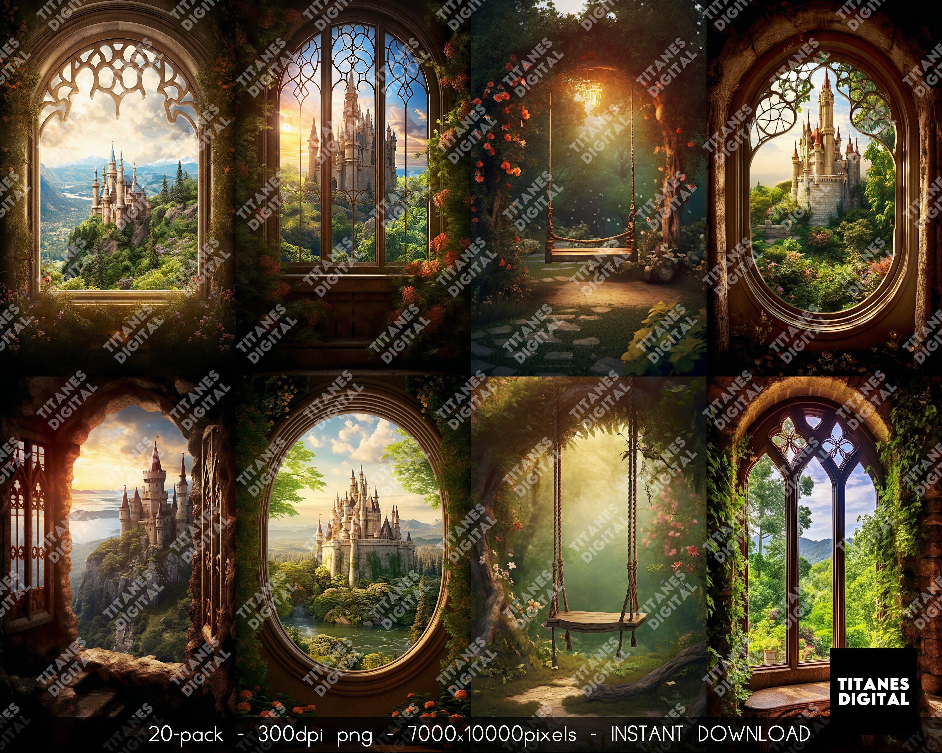 20 Fairytale Castle Digital Backdrops Fairytale Windows Etsy