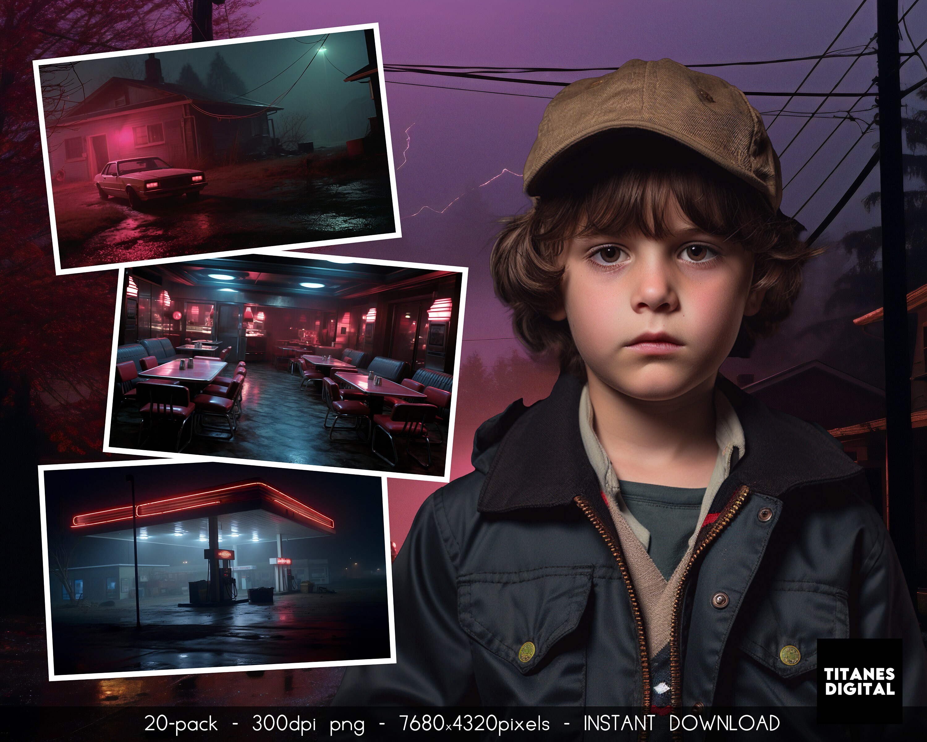 Retro Horror Sci-fi Backgrounds: Moody Halloween Backdrops (Digital Download)