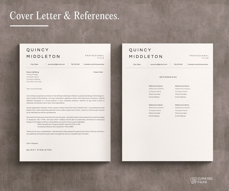 ATS Resume Word, Google Docs Resume Template ATS, Modern Resume Template, Clean Resume and Cover Letter Template, Simple Resume Template image 5