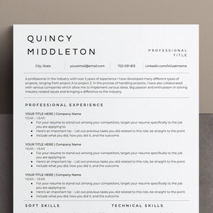 ATS Resume Word, Google Docs Resume Template ATS, Modern Resume Template, Clean Resume and Cover Letter Template, Simple Resume Template image 1